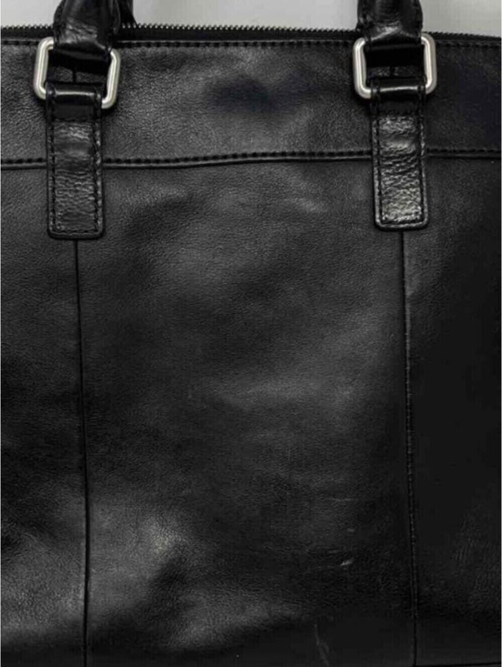 Fossil Black Genuine Leather Laptop Briefcase Work Bag Business Office Carryall